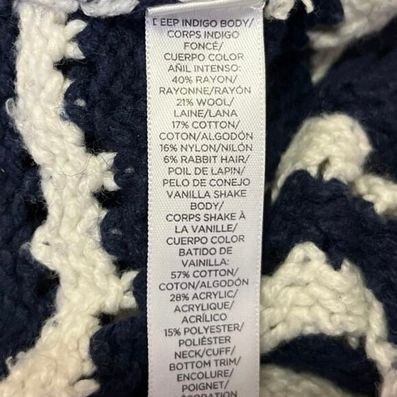 Ann Taylor LOFT Black White Striped Wool Open Knit Long Sleeve Sweater Top Sz S - Picture 5 of 5